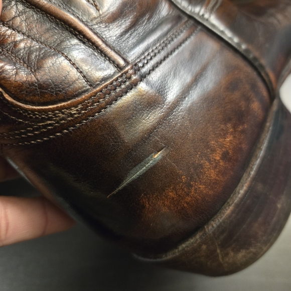 Lucchese Vintage San Antonio Brown Leather Western Cowboy Boots Mens Size 10.5 D